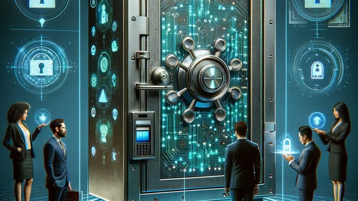Dreamhost Security In a modern high tech digital environment a large robust metal safe symbolizing a secure web server is in the foreground edited 1