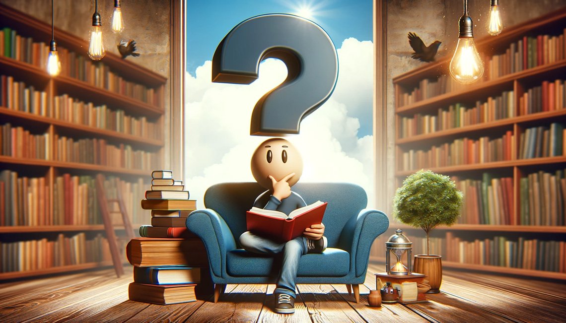 Landscape humorous image representing a reader with a question