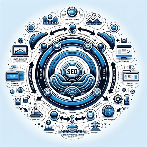 Mad Ginger Media A diagram illustrating the ripple effect of SEO on different facets of digital marketing